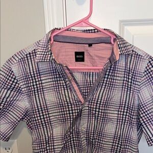 Hugo Boss Checkered Shirt in Purple and Pink